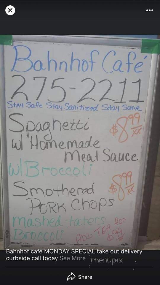 Bahnhof Cafe - Cuero, TX menu_pic