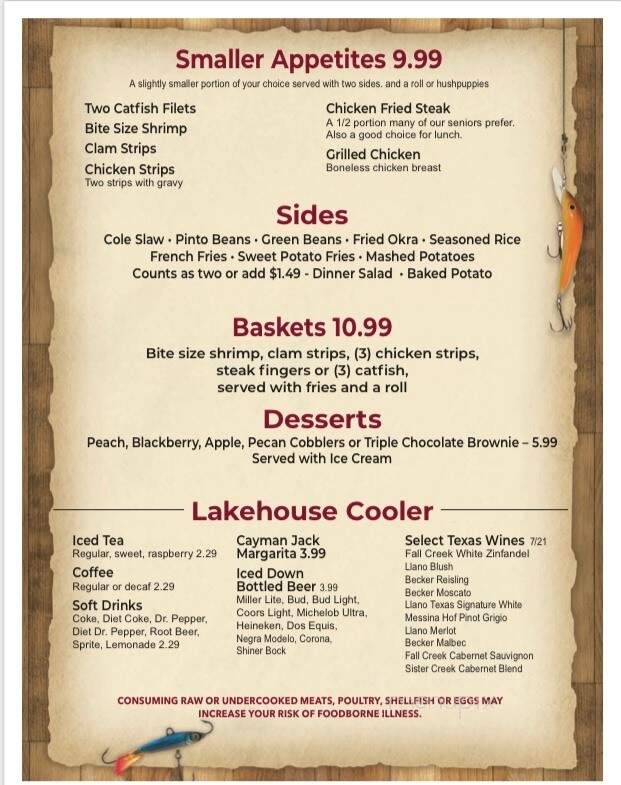 Online Menu of Lakehouse Restaurant, Kerrville, TX