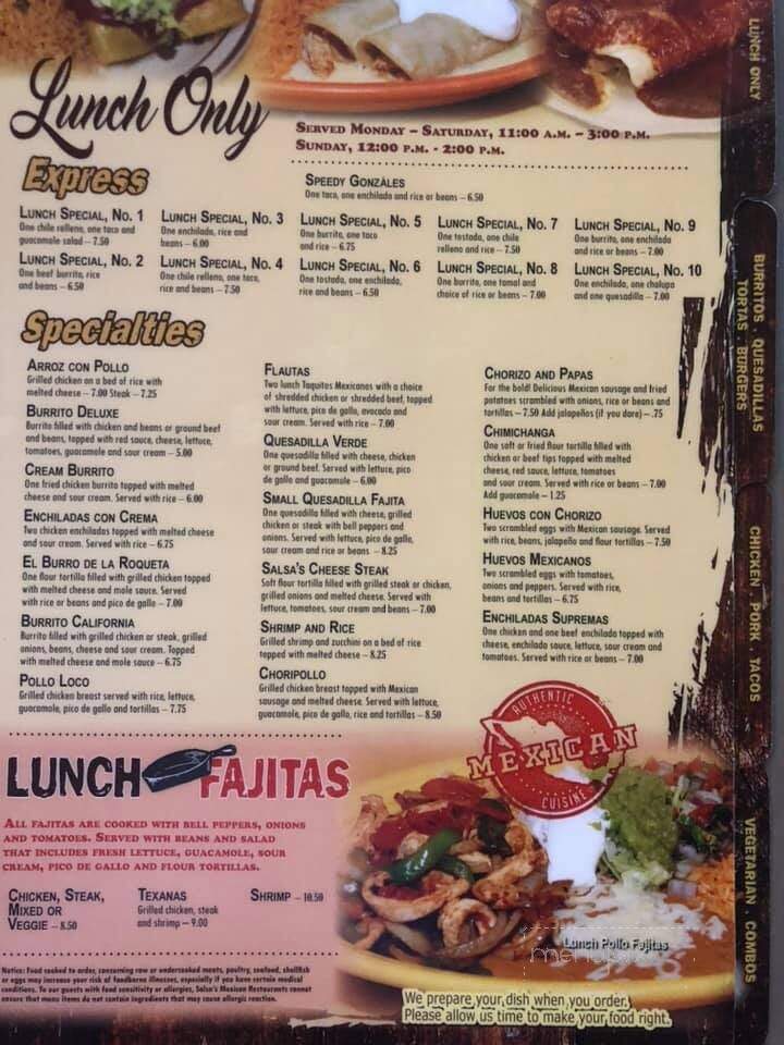 Salsa's Mexican Cafe - Lusby, MD menu_pic