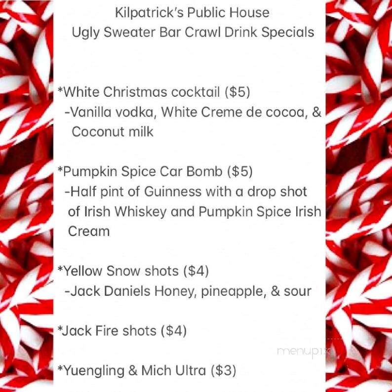 Kilpatrick's Public House - Greenville, SC menu_pic