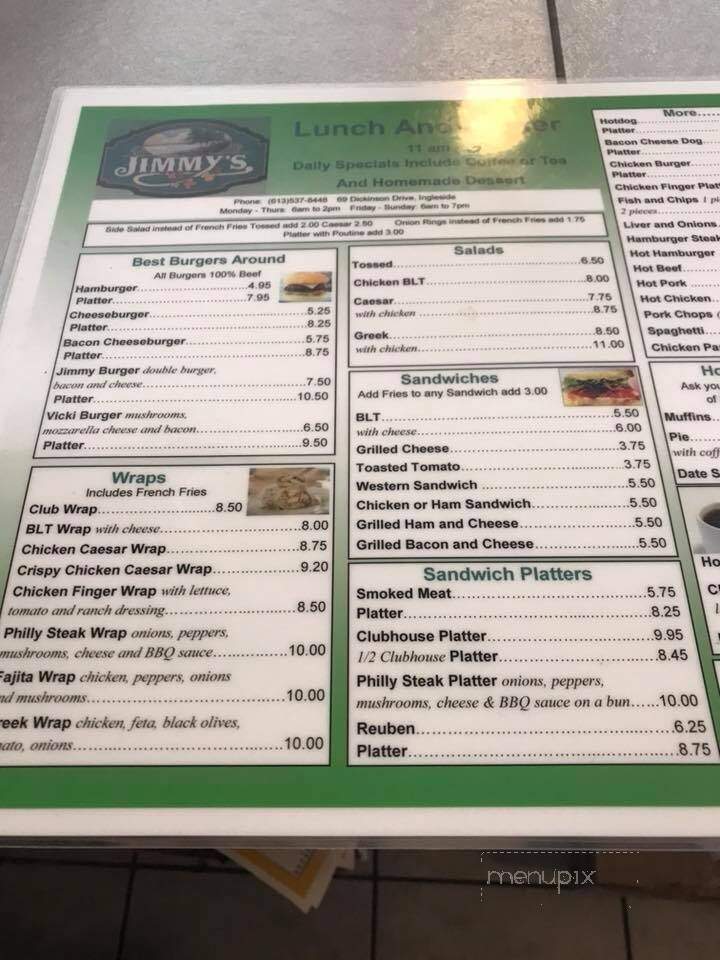 Jimmy's - Ingleside, ON menu_pic