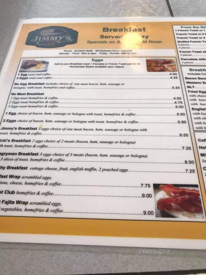 Jimmy's - Ingleside, ON menu_pic