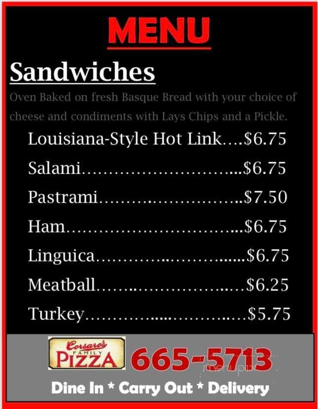 Corsaro's Family Pizza - Chowchilla, CA menu_pic