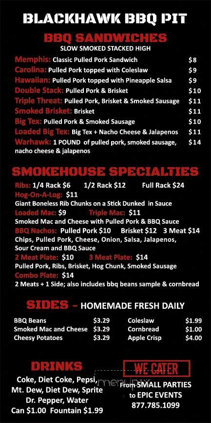 Blackhawk BBQ Pit - Pocatello, ID menu_pic
