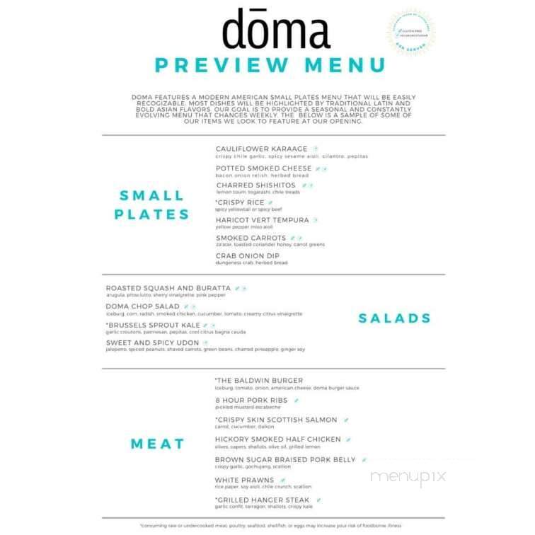 Doma - Wichita, KS menu_pic