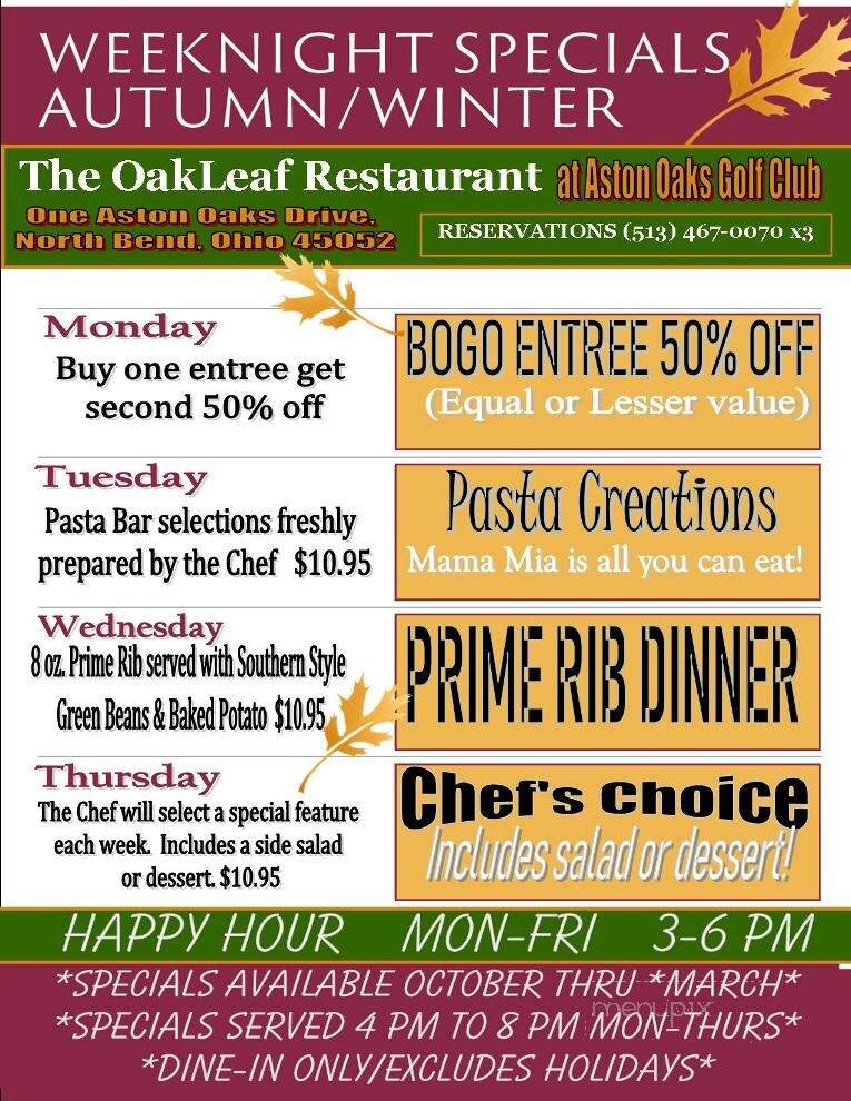 Aston Oaks - The Oak Leaf - North Bend, OH menu_pic