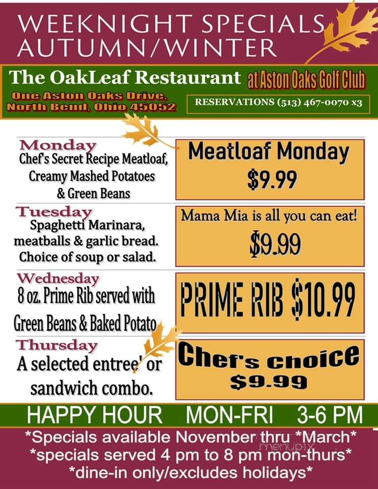 Aston Oaks - The Oak Leaf - North Bend, OH menu_pic