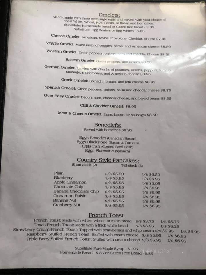Over Easy Cafe - Sterling, MA menu_pic