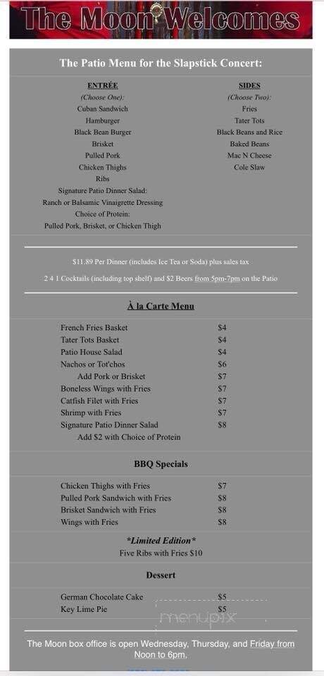 Moon - Tallahassee, FL menu_pic