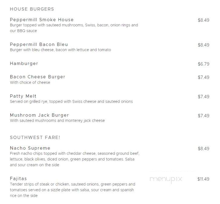Peppermill Restaurant - Bad Axe, MI menu_pic