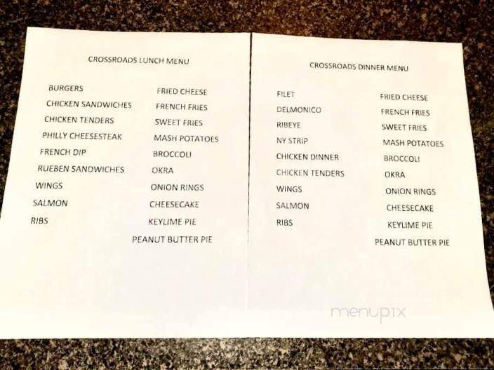 Crossroads Bar & Grille - Flowery Branch, GA menu_pic
