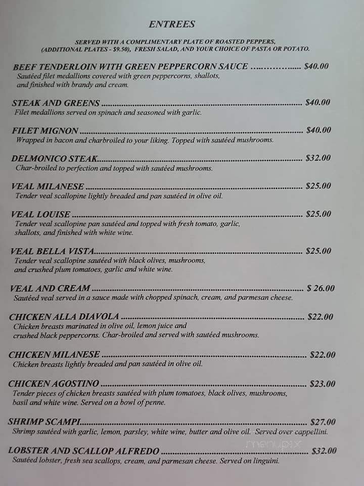 Bella Vista Restaurant - Little Falls, NY menu_pic