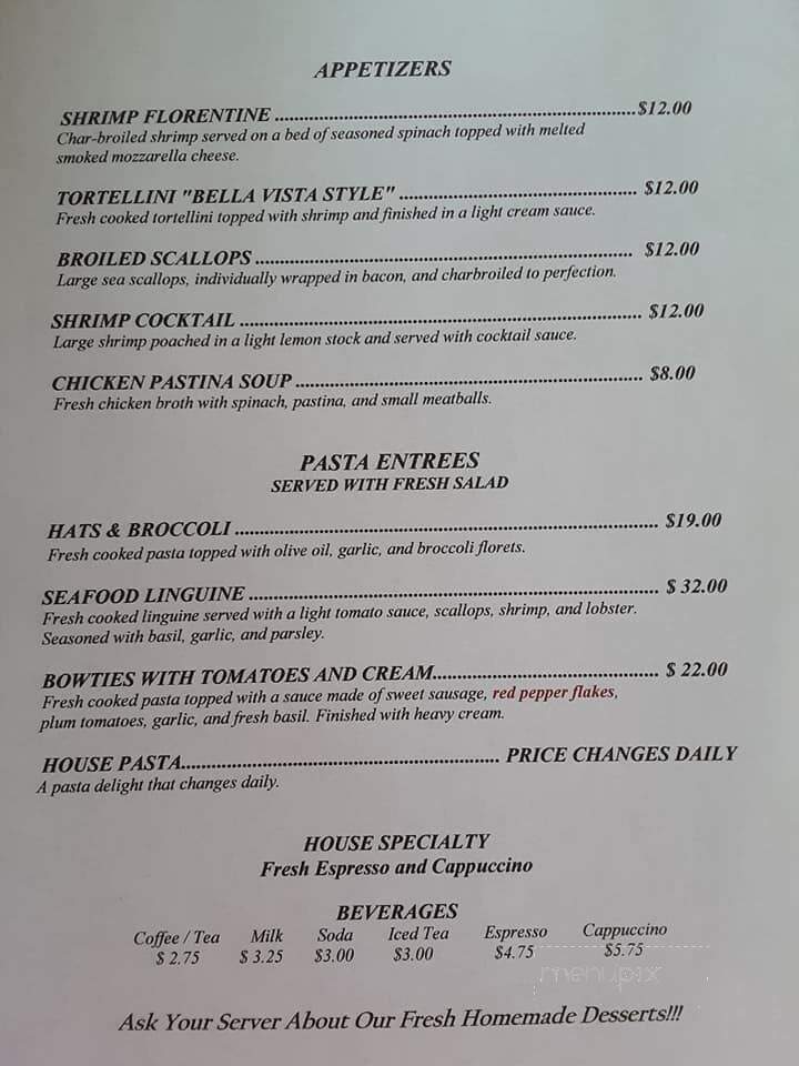 Bella Vista Restaurant - Little Falls, NY menu_pic