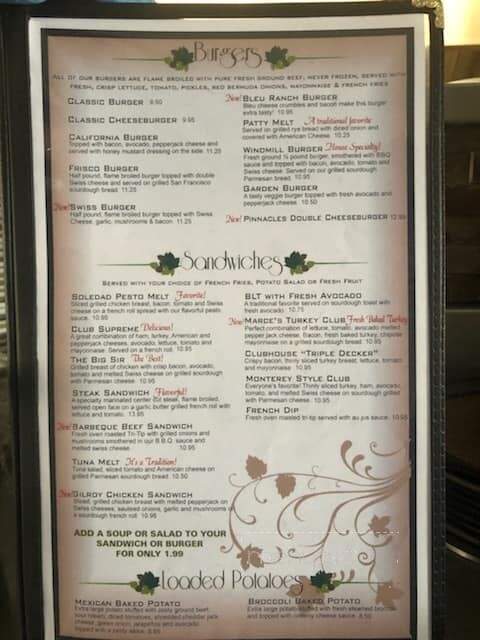 Windmill Restaurant - Soledad, CA menu_pic