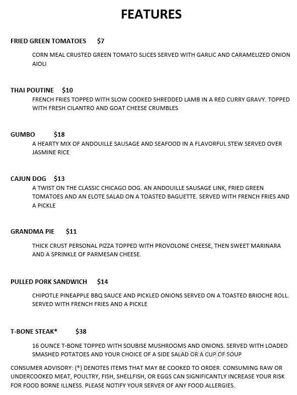 Cherry Creek Hideaway - Stroudsburg, PA menu_pic
