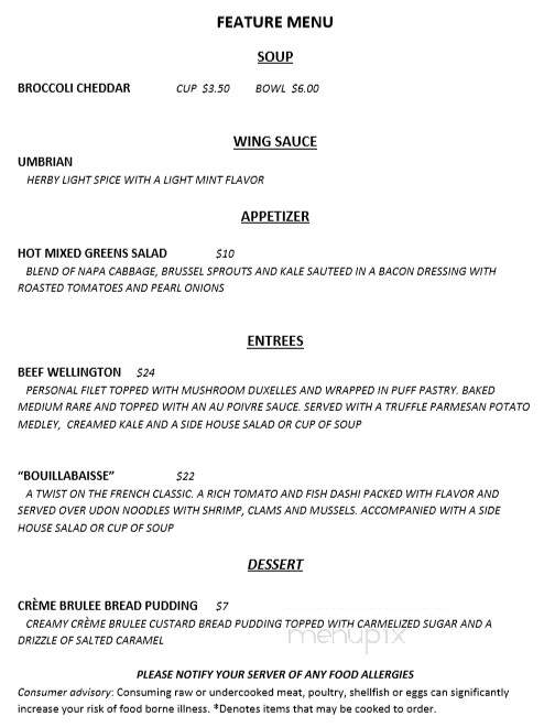 Cherry Creek Hideaway - Stroudsburg, PA menu_pic