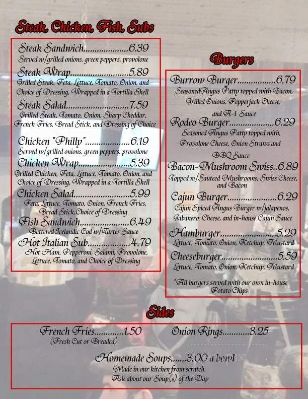 The Burrow - Punxsutawney, PA menu_pic