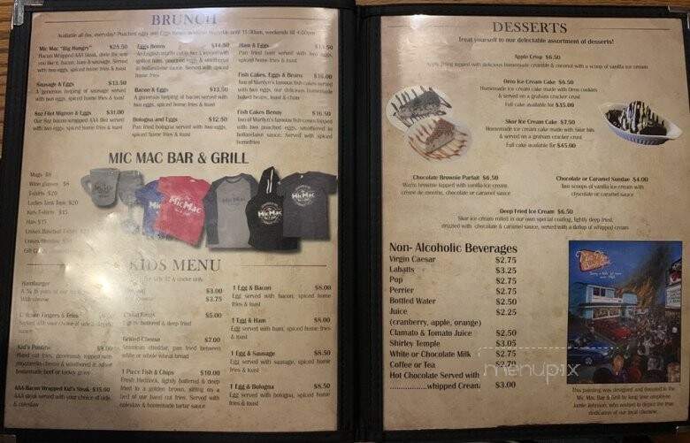 Mic Mac Bar and Grill - Halifax, NS menu_pic
