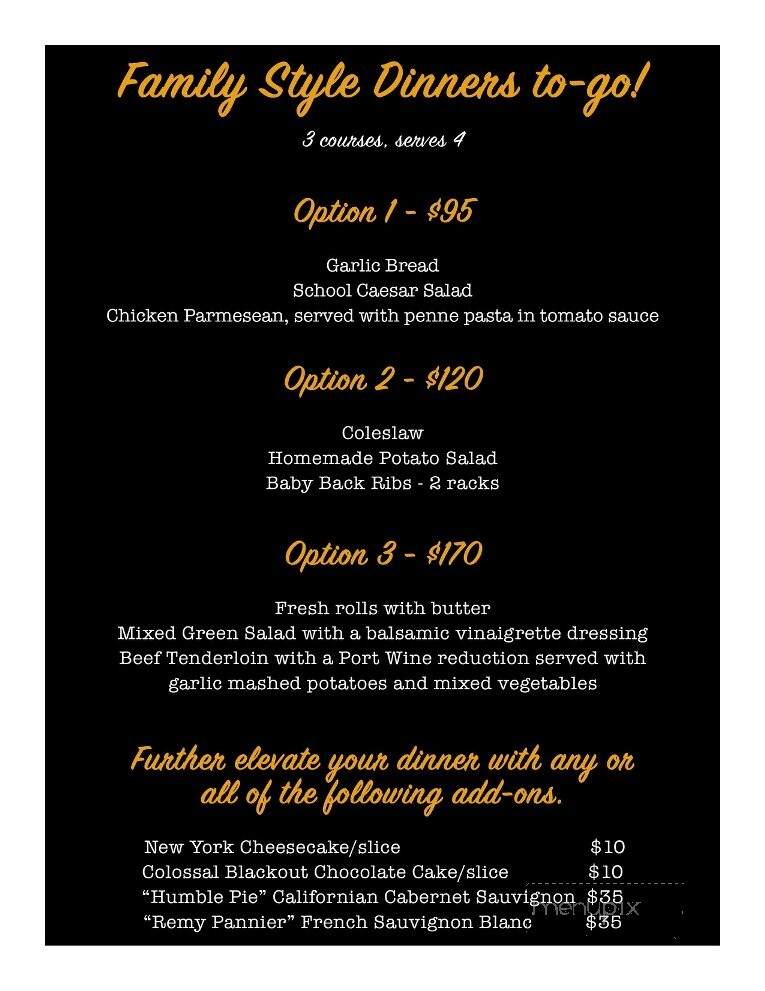 The School Fine Dining - Markham, ON menu_pic