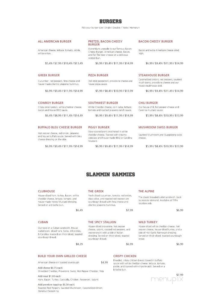 Benchwarmers Restaurant and Delivery - Tiffin, OH menu_pic