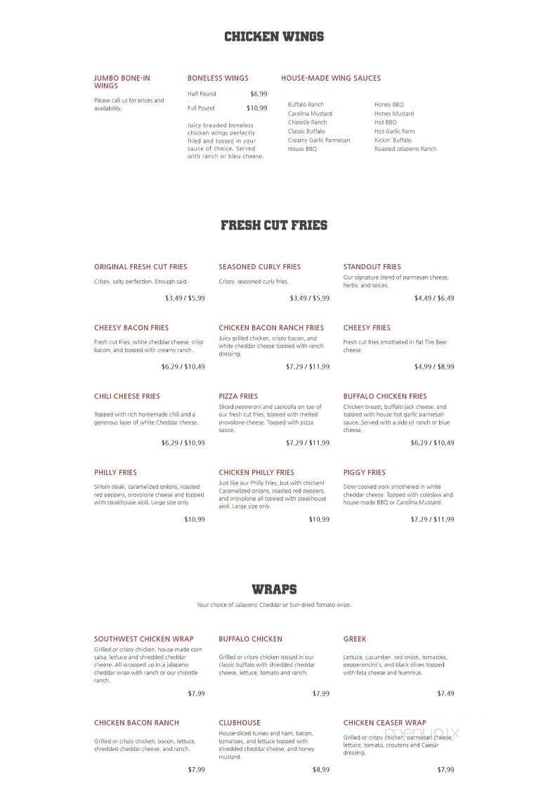 Benchwarmers Restaurant and Delivery - Tiffin, OH menu_pic