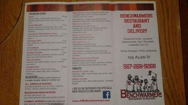 Benchwarmers Restaurant and Delivery - Tiffin, OH