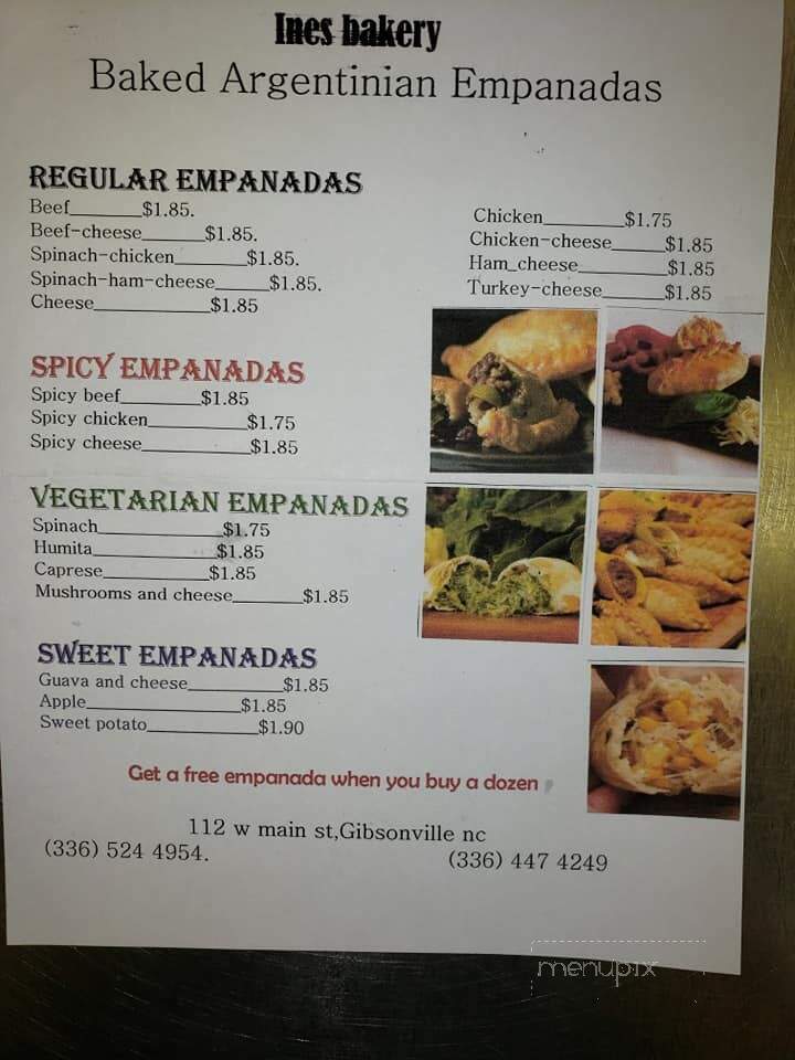 Ines Bakery - Gibsonville, NC menu_pic