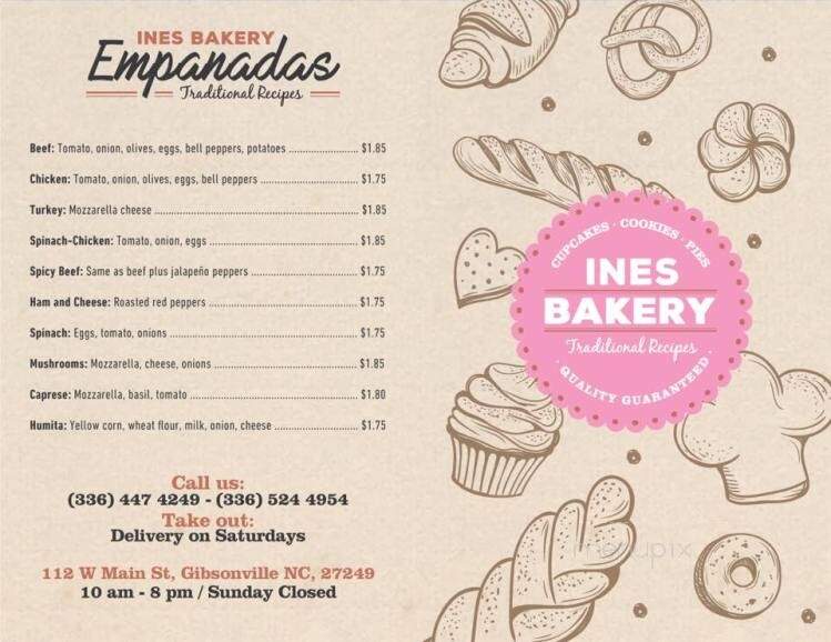 Ines Bakery - Gibsonville, NC menu_pic