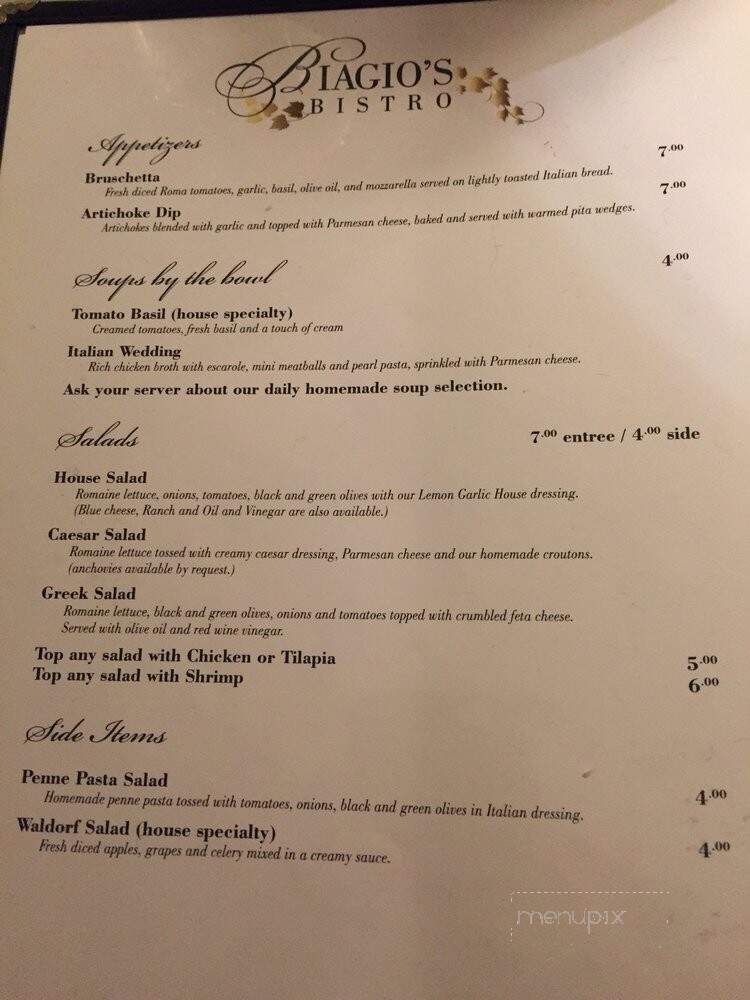 Biagio's Bistro - Cincinnati, OH menu_pic