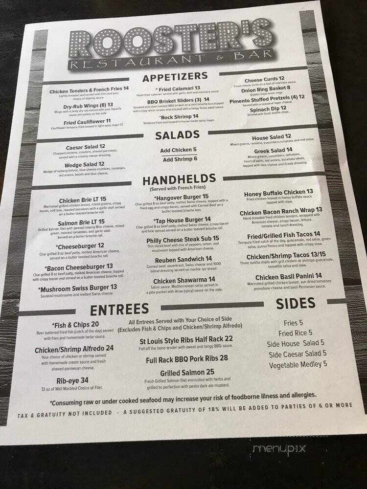 Rooster's Restaurant & Bar - Myrtle Beach, SC menu_pic