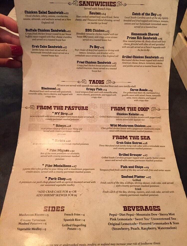 Rooster's Restaurant & Bar - Myrtle Beach, SC menu_pic