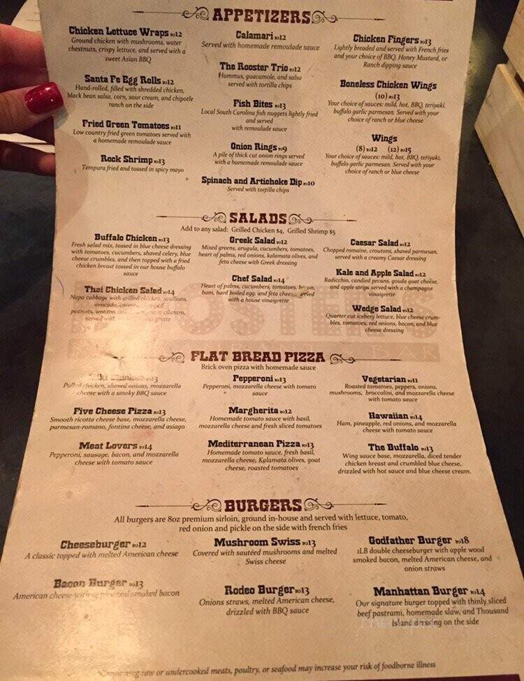 Rooster's Restaurant & Bar - Myrtle Beach, SC menu_pic