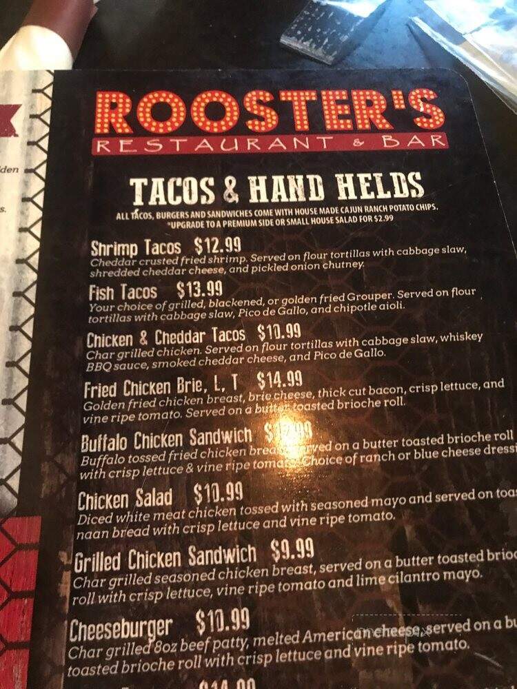 Rooster's Restaurant & Bar - Myrtle Beach, SC menu_pic
