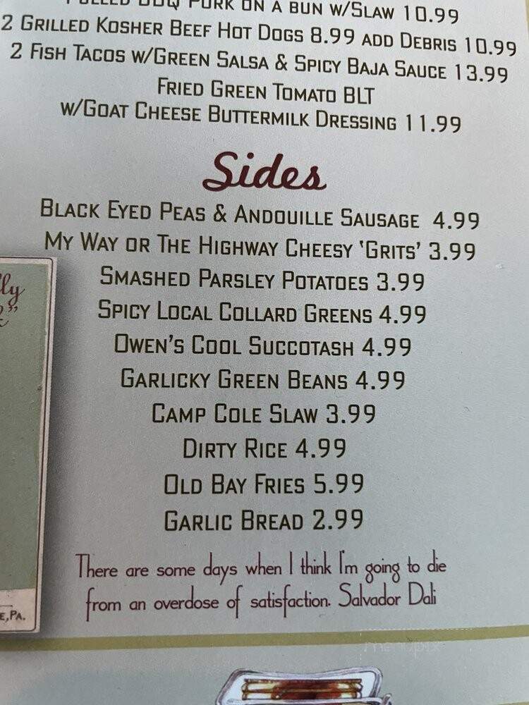 Owen's Fish Camp - Sarasota, FL menu_pic