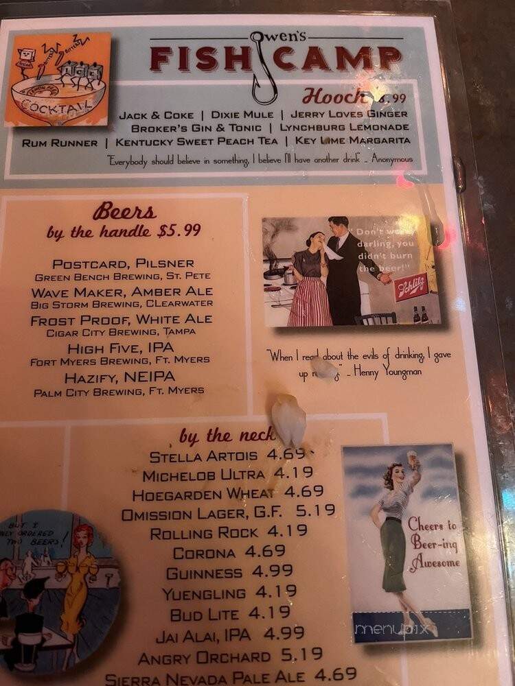 Owen's Fish Camp - Sarasota, FL menu_pic