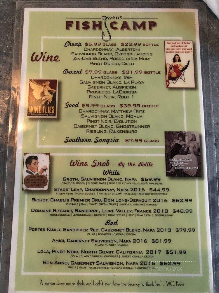 Owen's Fish Camp - Sarasota, FL menu_pic