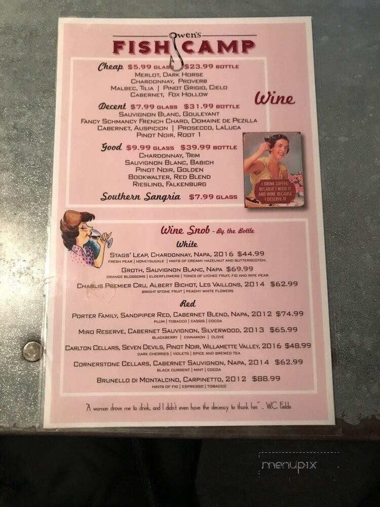 Owen's Fish Camp - Sarasota, FL menu_pic