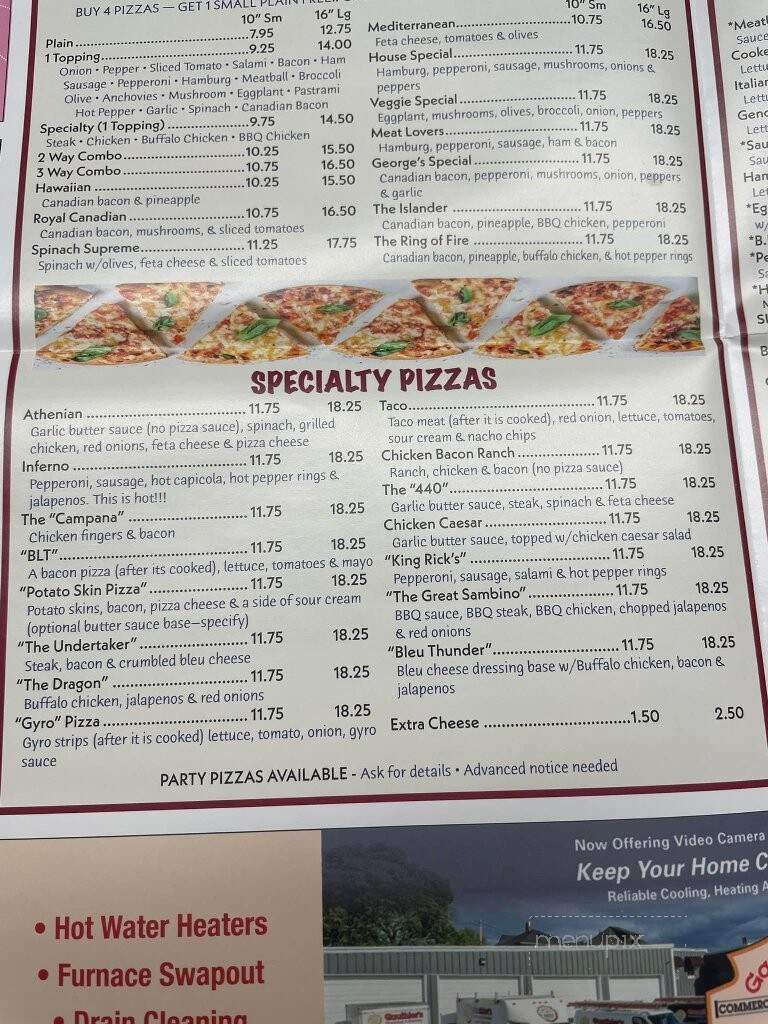 Menu of P & D Oxford House Of Pizza in Oxford, MA 01540
