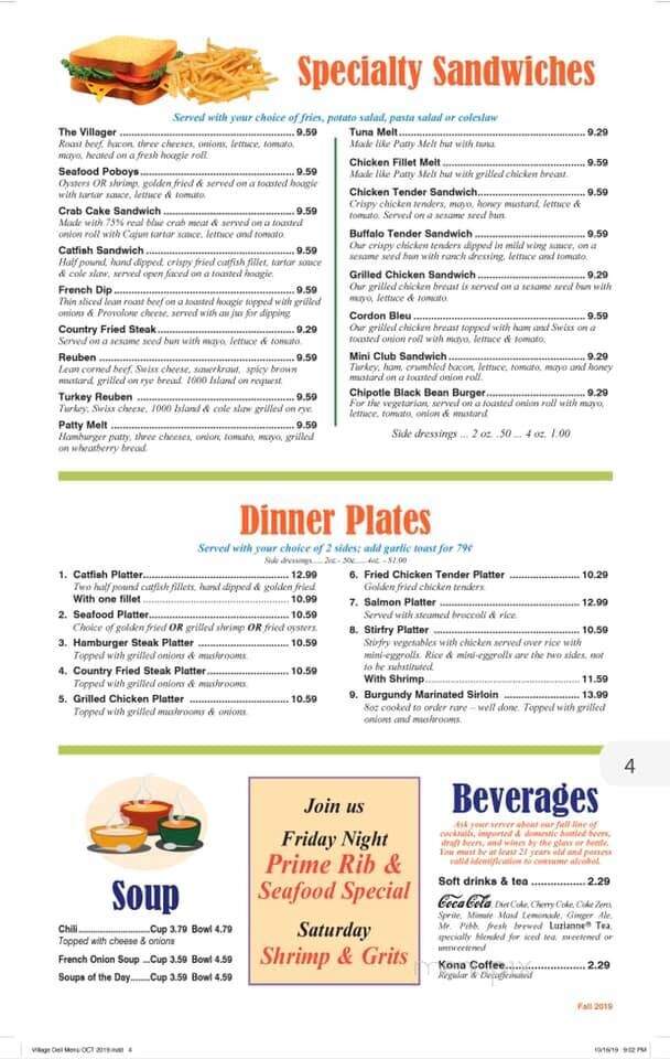 Village Deli - Augusta, GA menu_pic