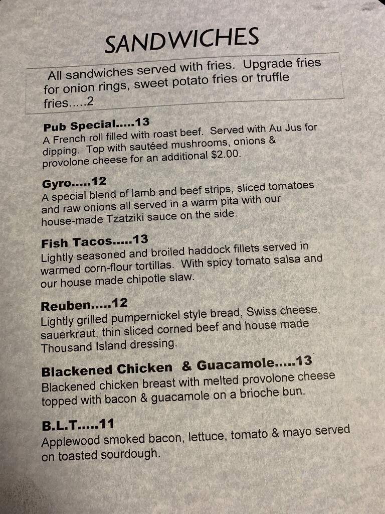 Rhinelander Cafe & Pub - Rhinelander, WI menu_pic