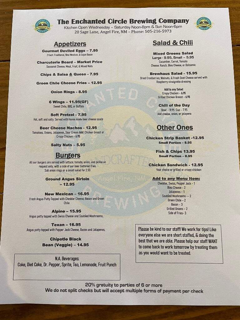 Enchanted Circle Brewing - Albuquerque, NM menu_pic