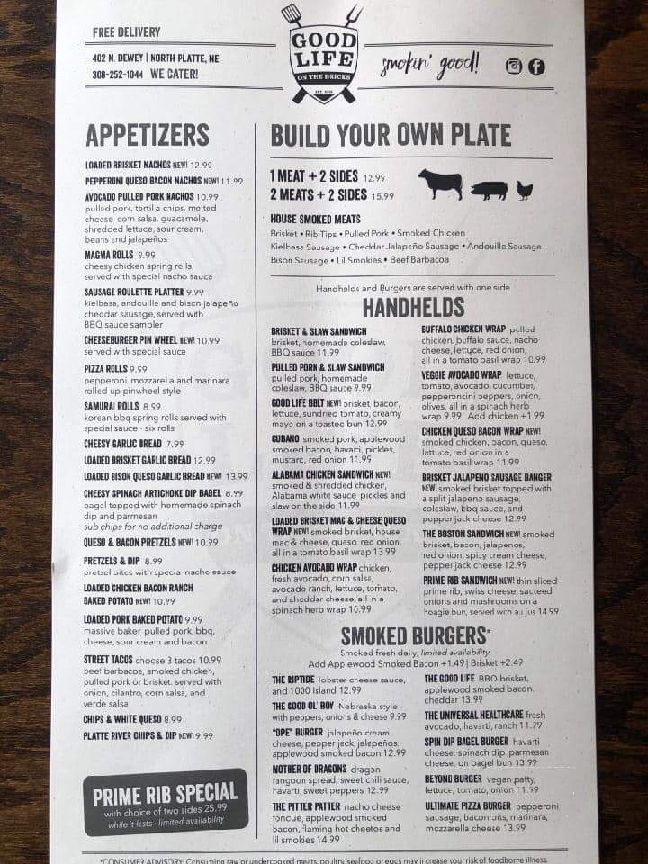 Good Life on the Bricks - North Platte, NE menu_pic