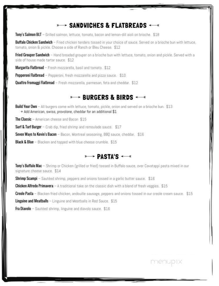 Tony's Taps & Oyster - Cary, NC menu_pic
