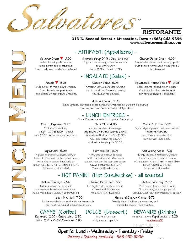 Salvatore's Ristorante - Muscatine, IA menu_pic