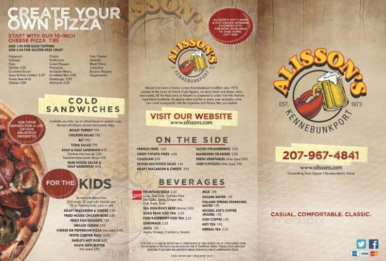 Alisson's Restaurant - Kennebunkport, ME menu_pic