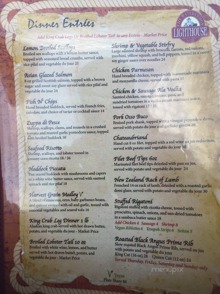 Waters Edge Lighthouse - Scotia, NY menu_pic