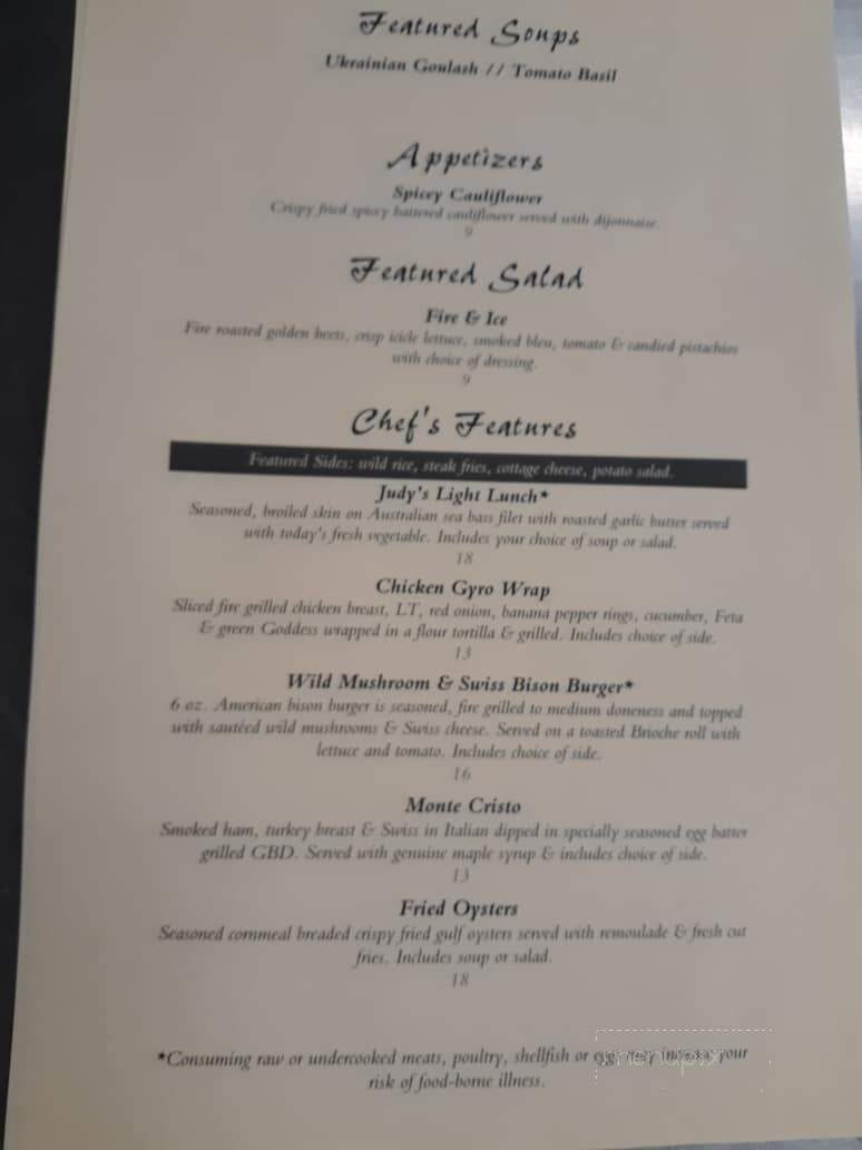 Hotel Saxonburg - Saxonburg, PA menu_pic