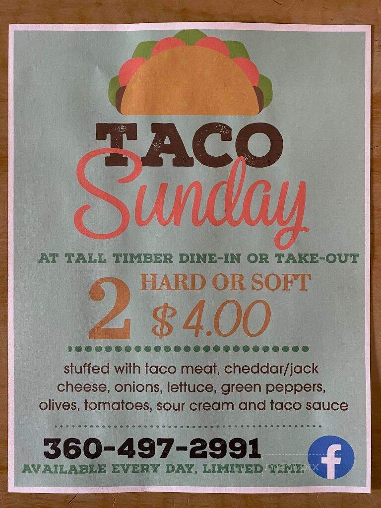 Tall Timber Restaurant - Randle, WA menu_pic