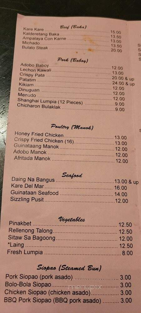 South Villa Restaurant - Sacramento, CA menu_pic