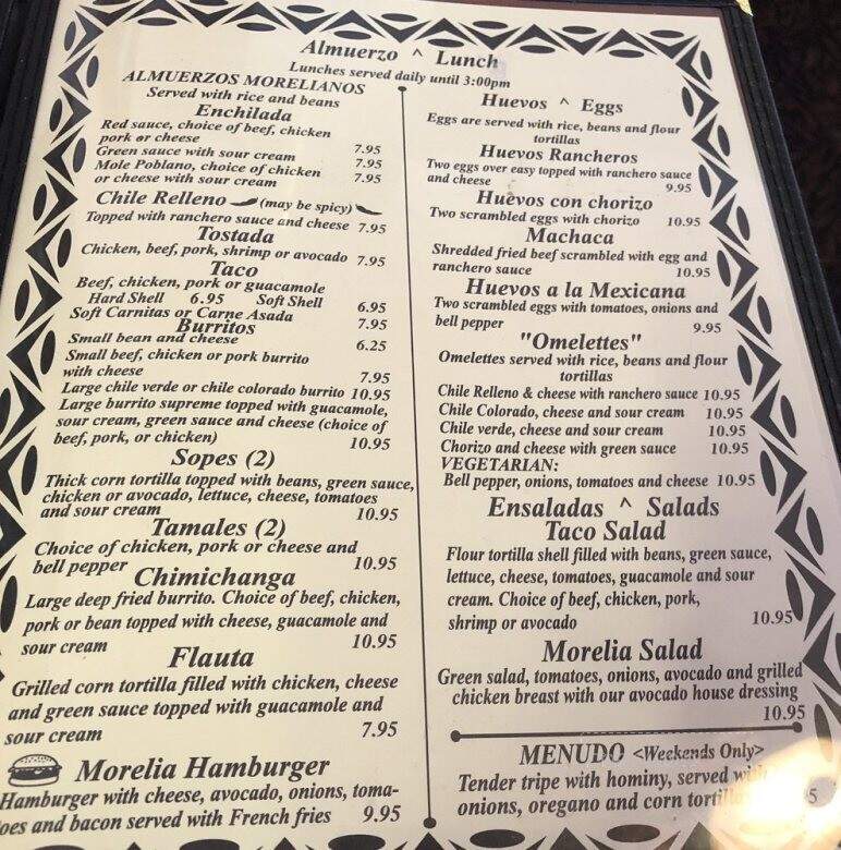 Morelia Mexican Restaurant - Jamestown, CA menu_pic